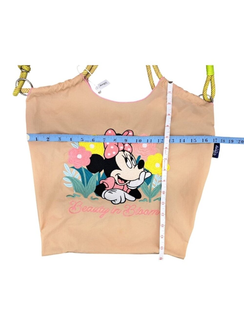 Disney Minnie Mouse Beauty In Bloom Tan Tote Bag Embroidered New Without Tags - Picture 10 of 10